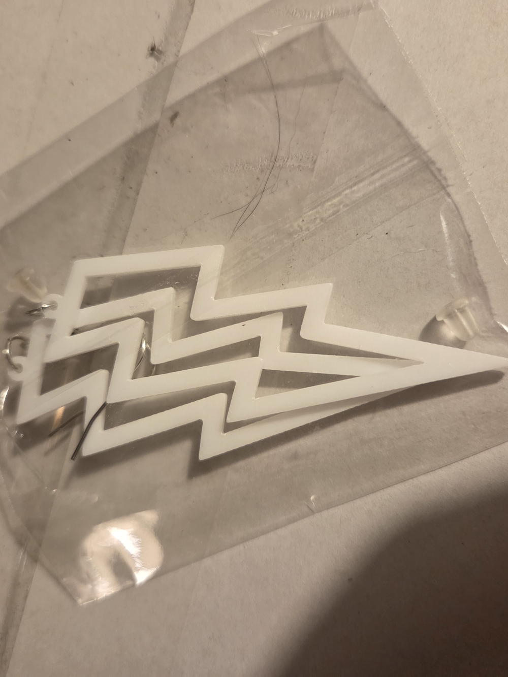 White Geometric Lightning Bolt Earrings NWOT